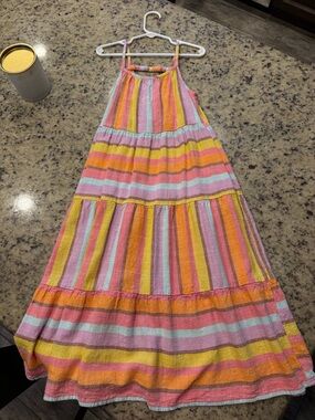 Art Class Girls' Striped Sundress - Pink, Yellow & Orange